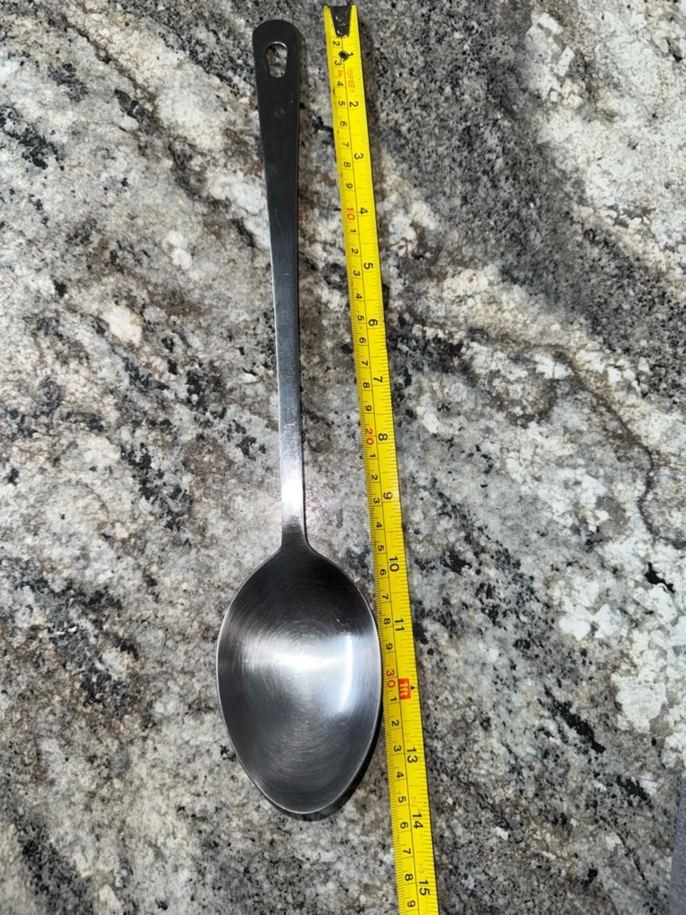 Stainless Steel Long Handle Serving Spoon - silver tone